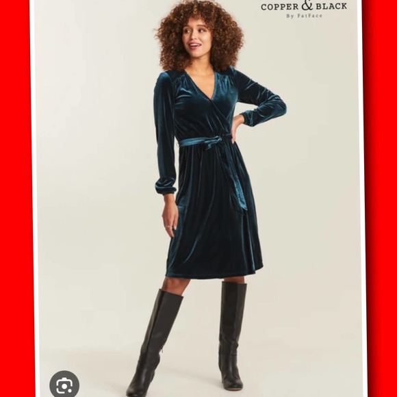 Fat Face Dresses Copper Black By Fat Face Velvet Teri Wrap Dress